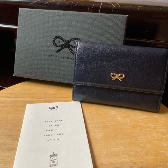Anya Hindmarch Handbags - Auth Anya Hindmarch Trifold Navy Blue Wallet PRISTINE w/ Box